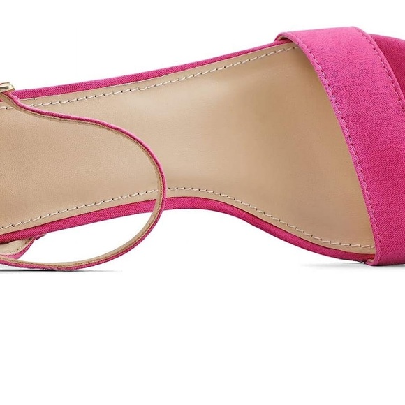 NEW| BellaMarie Chunky Block Fuchsia Suede Heel Sandal - Picture 5 of 7